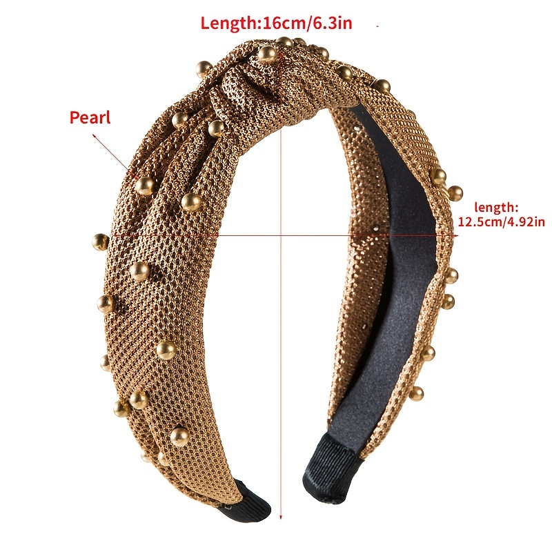 Băng Đô Cài Tóc Vải Nhung Đính Ngọc Trai Nhân Tạo Thời Trang