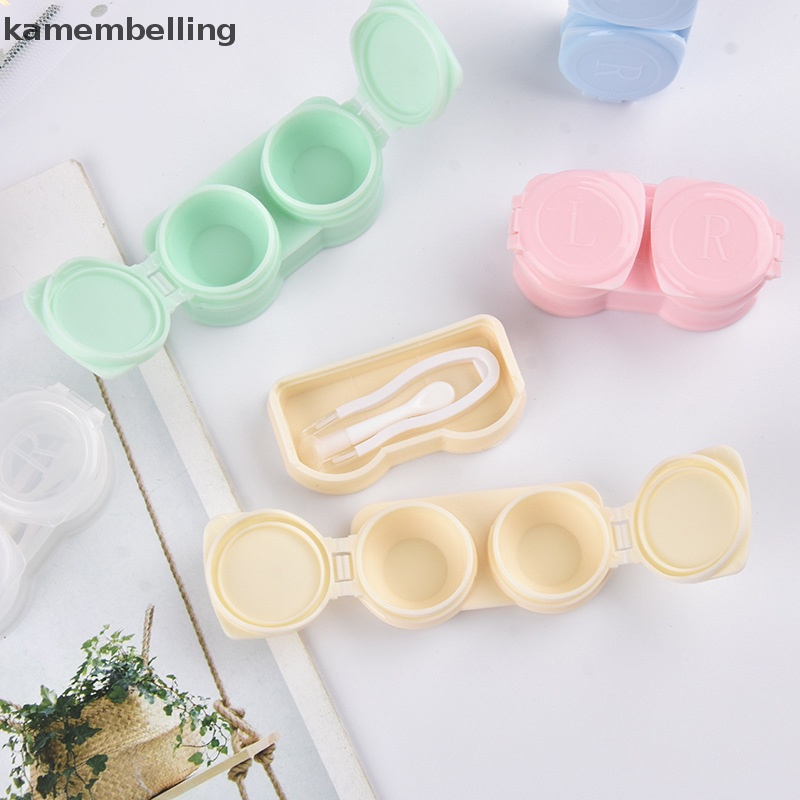 Kamembelling Hộp Đựng Kính Áp Tròng Kèm Nhíp Màu Macaron Phong Cách Đơn Giản Nhỏ Gọn Tiện Dụng Mang Theo Du Lịch Cho Nữ
