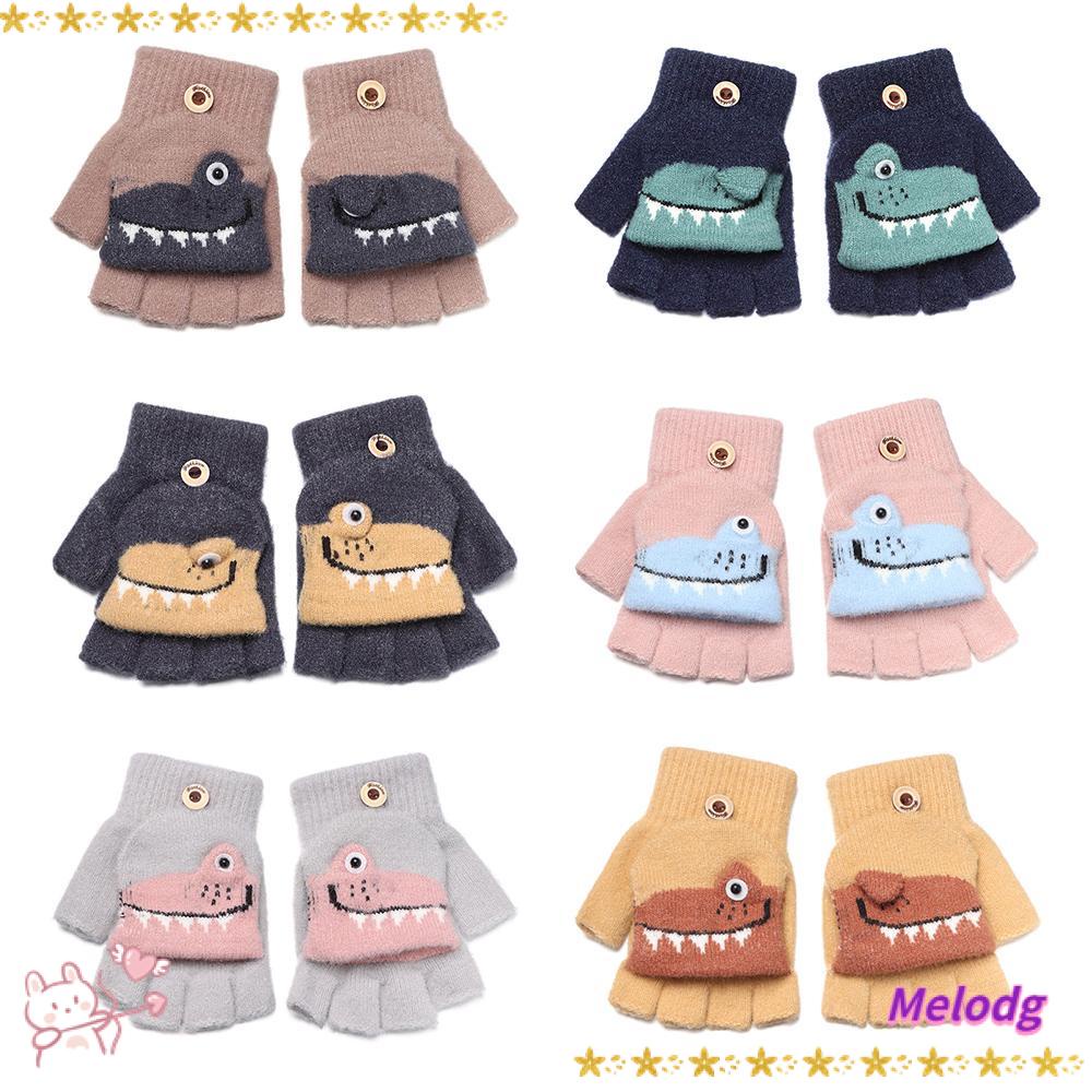 1 Đôi Găng Tay Hở Ngón Dày Dặn Mềm Mại Giữ Ấm Cho Bé 5-12 Tuổi