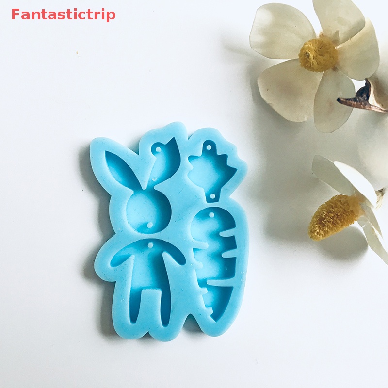 1 Khuôn Silicon Làm Móc Khóa Hình Thỏ Và Cà Rốt Diy Mới