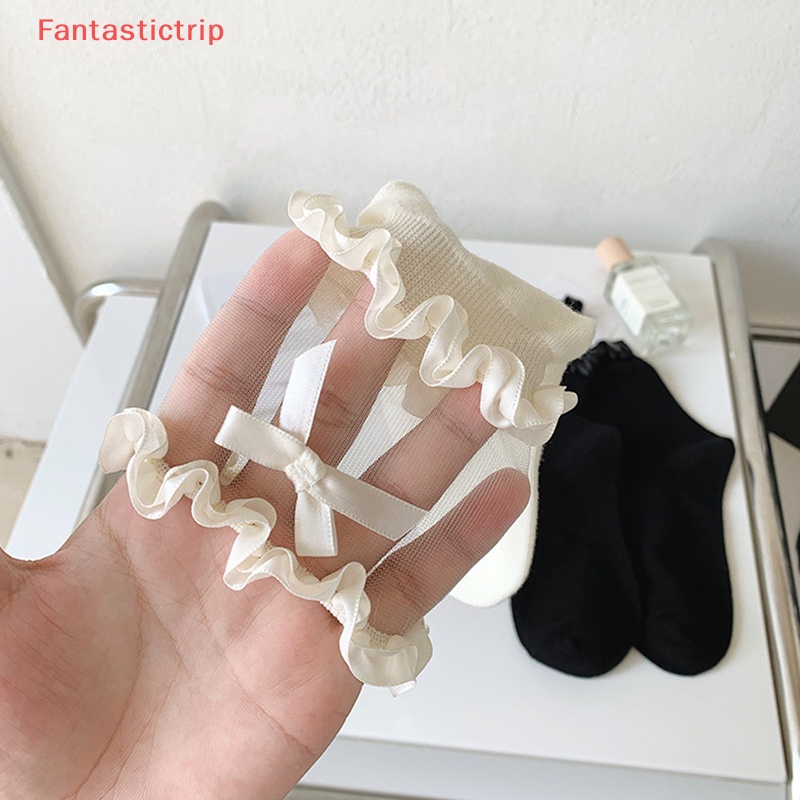 [Fantastictrip] Vớ Ren Ống Vừa Màu Trơn Đính Nơ Thời Trang Xuân Hè Cho Trẻ Em JK Lorita Mary Jean Tidal ins Mới