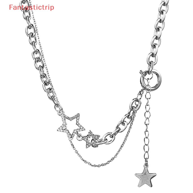 Vòng Cổ Choker Y2k Nhiều Lớp Đính Đá Zircon Hình Ngôi Sao Lấp Lánh Thời Trang Cho Nữ