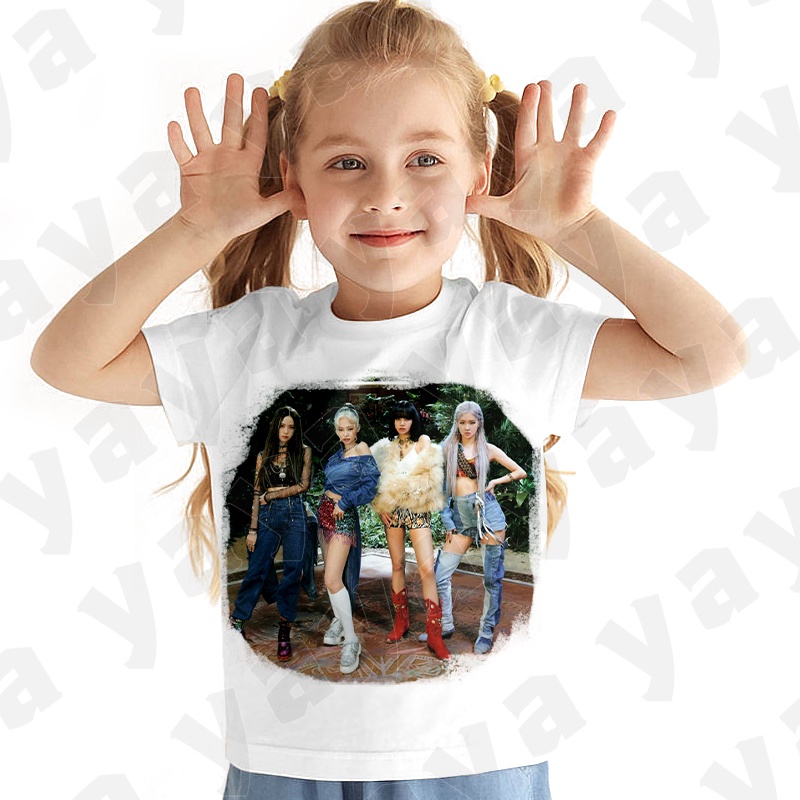 Áo Thun Tay Ngắn In Hình Blackpink 3D Thời Trang Mùa Hè Cho Bé Gái