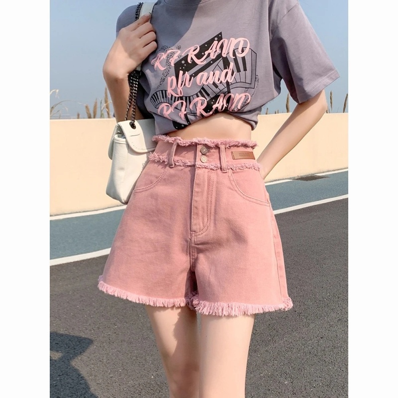 NZN Quần Short denim Cạp Cao Ống Rộng Xuân Hè Mới Cho Nữ