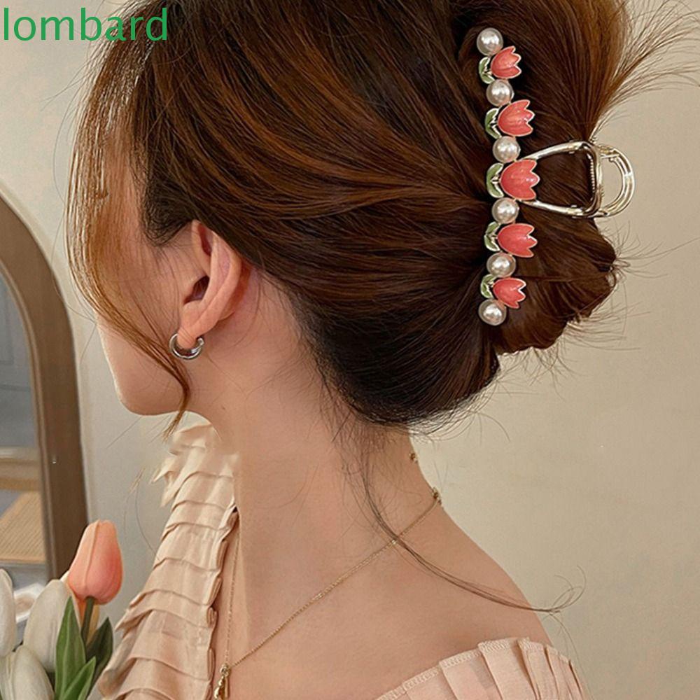 Kẹp Tóc Dài Hình Hoa Tulip / Cá Mập Bằng Hợp Kim Thời Trang Cho Nữ