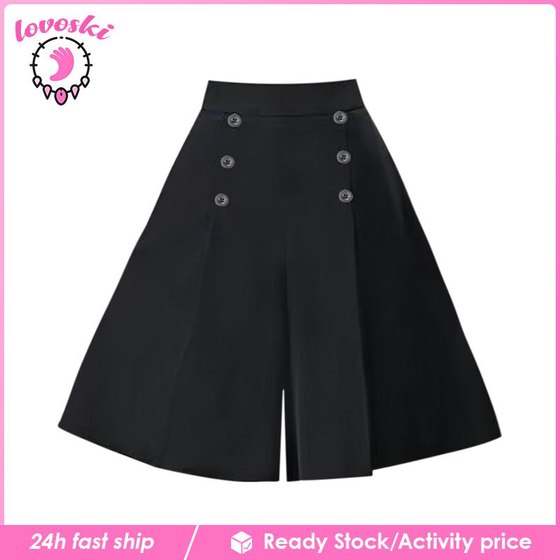 [Lovoski] Quần Culottes Lửng Dáng Rộng Năm Tấc Đi Du Lịch Mua Sắm Đường Phố Cho