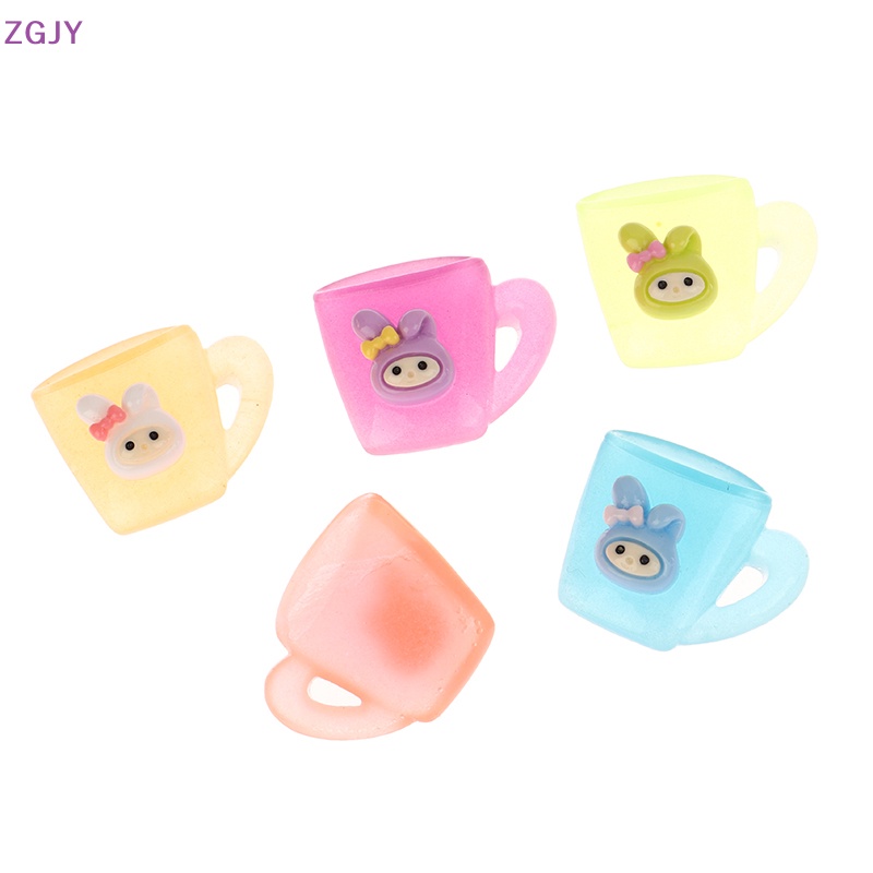 Set 5 Phụ Kiện Trang Trí Điện Thoại Hình Cốc Nước Dạ Quang Dễ Thương DIY Mới