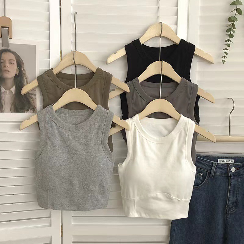 [CÓ MÚT] Áo ba lỗ croptop thun tăm siêu co giãn có đệm ngực MS1164