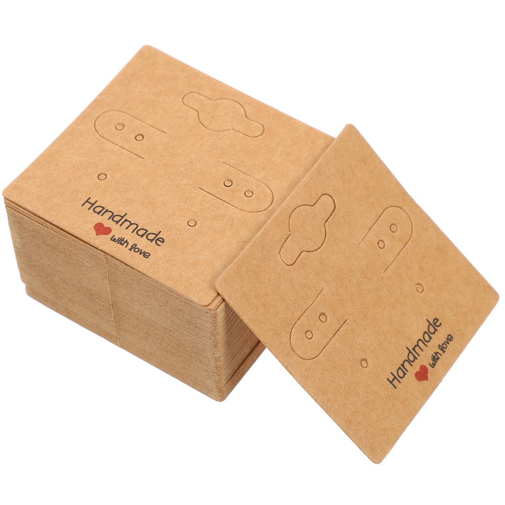 Bộ 100 Tấm Giá Đỡ Vòng Tay / Dây Chuyền Bằng Giấy Kraft Màu Trơn