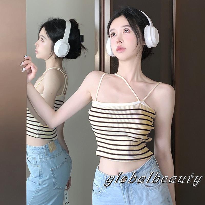 Áo Hai Dây Hở Lưng Họa Tiết Kẻ Sọc Thời Trang Mùa Hè Cho Nữ