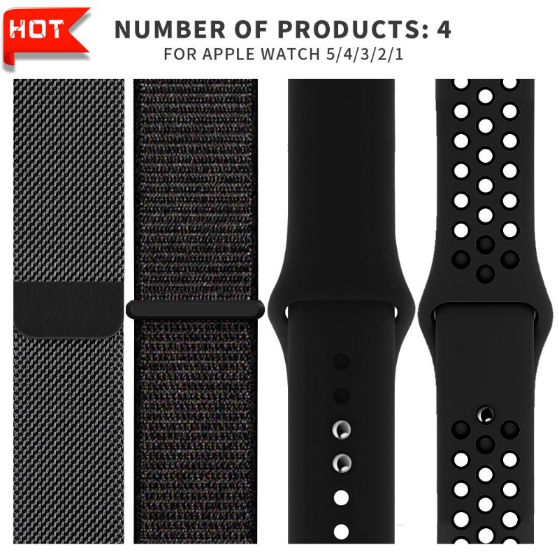 Bộ 4 Dây Đeo Silicone Cho Đồng Hồ Thông Minh Apple Watch Ultra Series 8 7 6 se5 4 3 2 40mm 44mm 45mm 41mm 42 38mm 49mm