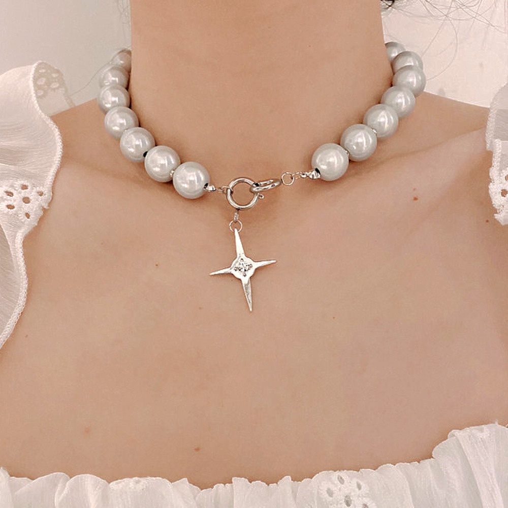 Vòng cổ Chuỗi Hạt Hình Thánh Giá Màu Dạ Quang Phong Cách Hip Hop