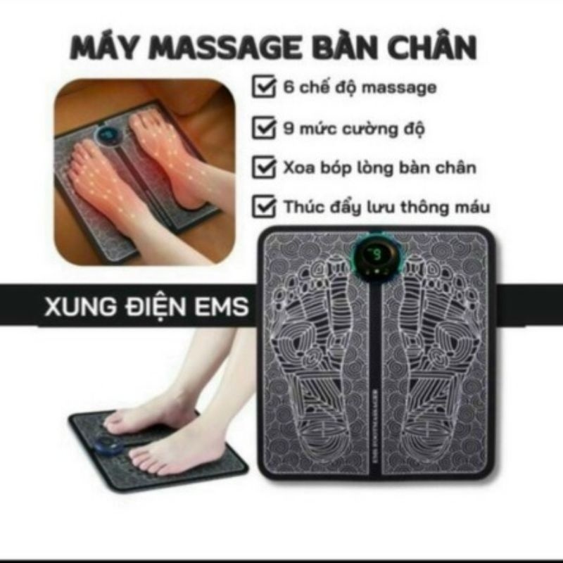 Thảm Massage Chân Xung Điện Máy mát xa chân EMS 8 chế độ, Thảm điện mát xa bàn chân thư giãn cơ bắp