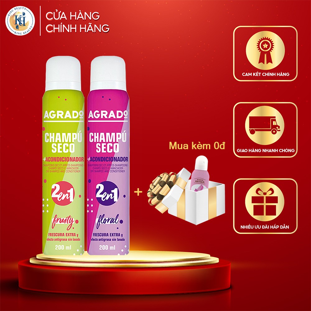 Dầu gội khô Agrado Champu Seco Dry Shampoo And Conditioner 2IN1 200ml