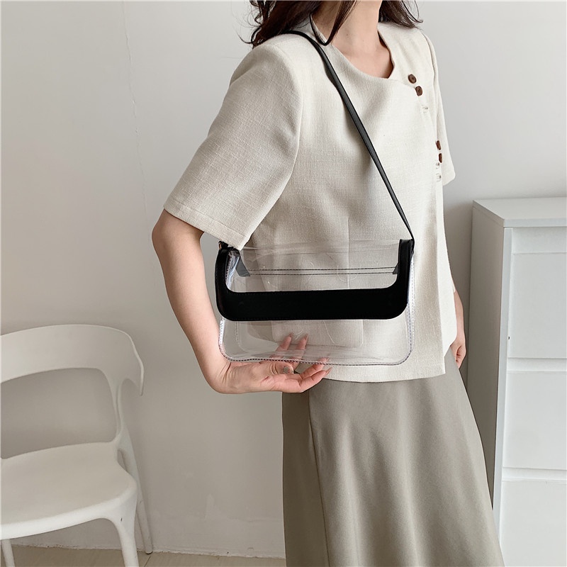 Túi Đeo Chéo Bằng PVC Chất Lượng Cao Màu Trơn Thời Trang Cho Nữ