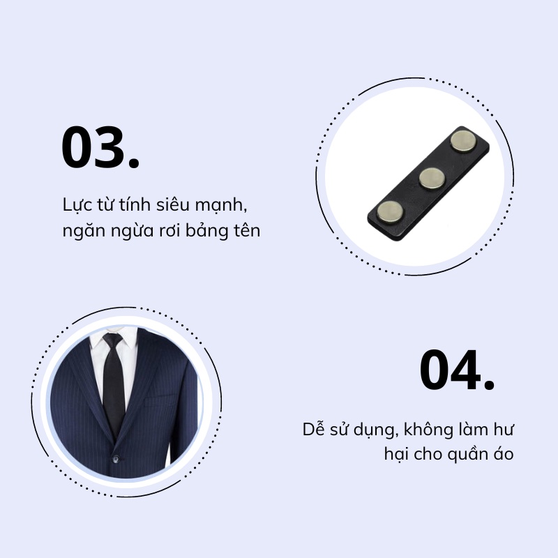 Bảng Tên Nhân Viên, Nam Châm Thẻ Tên, Nam Châm Cài Áo Gồm 3 Viên