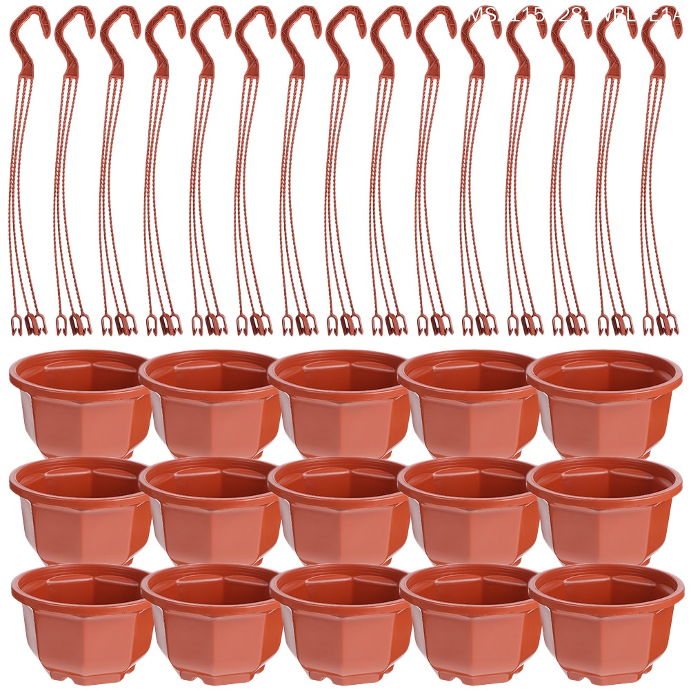 Set 15 Chậu Hoa Treo Trong Nhà / Ngoài Trời Bằng Nhựa Kích Thước Nhỏ Màu Trắng Có Móc Treo Trang Trí Nội Thất