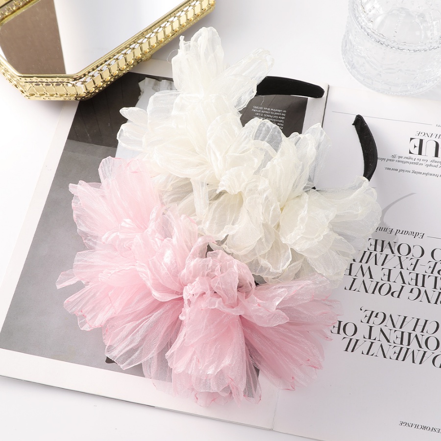 Băng Đô Cài Tóc Phối Lưới Họa Tiết Hoa Phong Cách Hàn Quốc Ngọt Ngào Cho Nữ