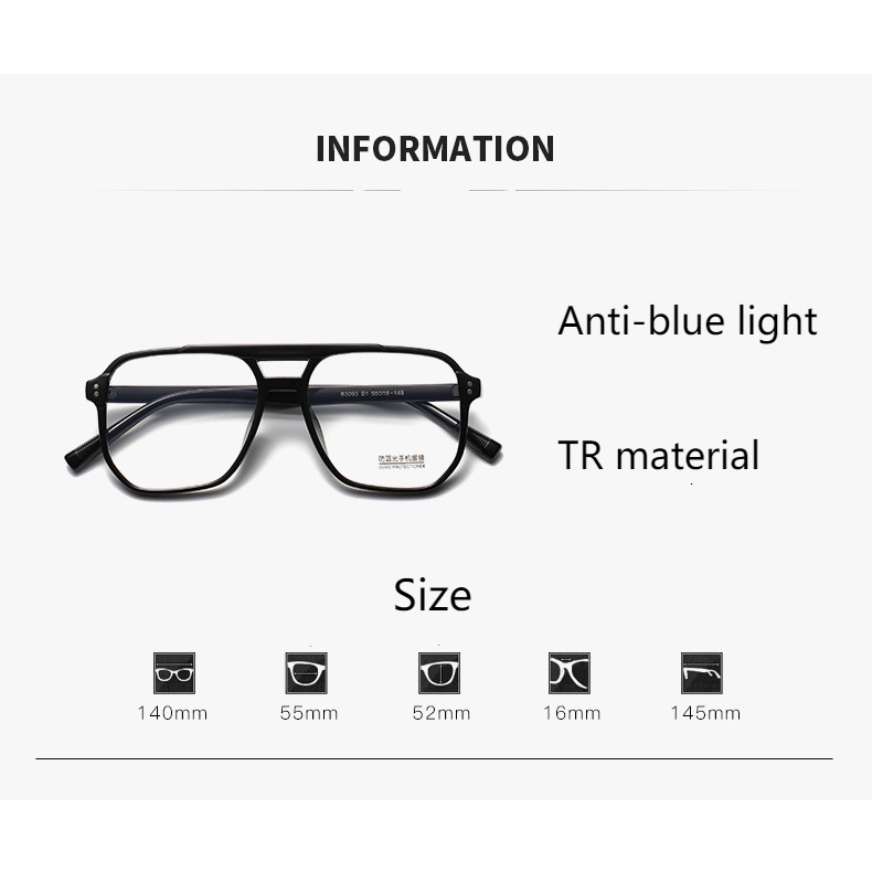 Kính Mát Gọng Vuông Chống Tia Bức Xạ Phong Cách Hàn Quốc Thời Trang Cho Nam Và Nữ