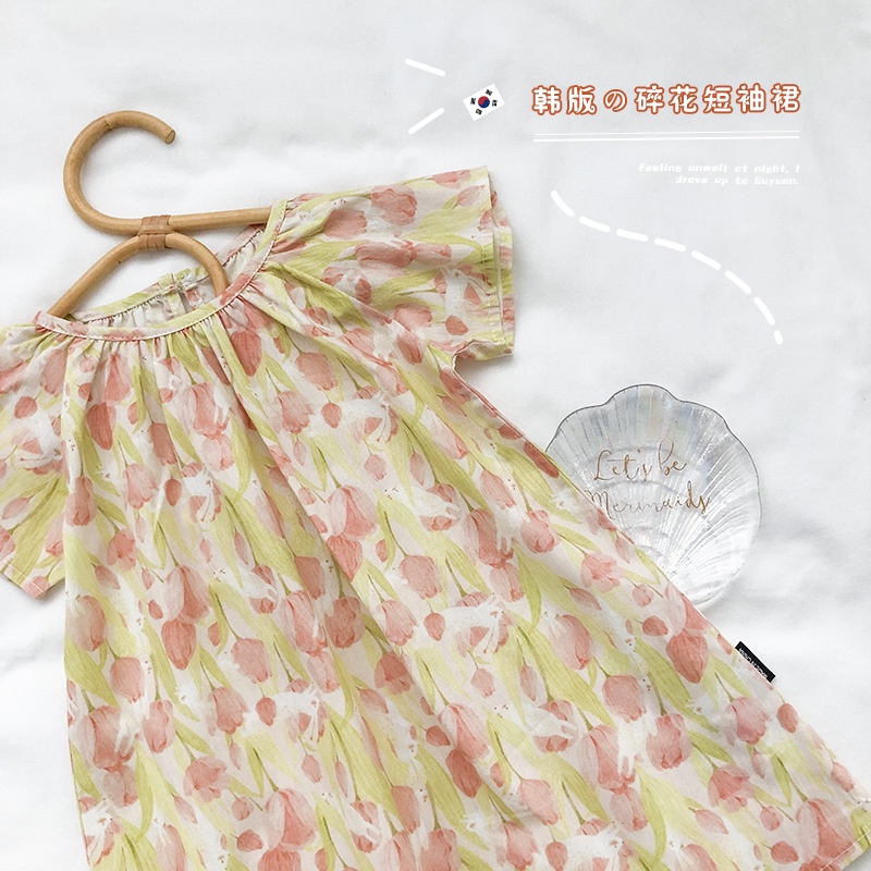 Hàng Có Sẵn Đầm Hoa Sát Nách Vải Cotton Nguyên Chất Thời Trang Mùa Hè Phong Cách Hàn Quốc Cho Bé Gái