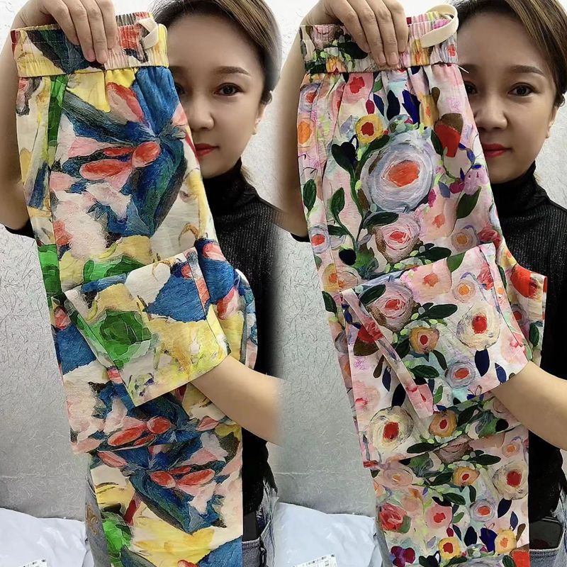 Quần Dài Tới Mắt Cá Chân Dáng Rộng Vải Lụa Lạnh Mỏng Lưng Cao Thời Trang Mùa Hè 2023 Phong Cách Mới Dành Cho Bạn Nữ