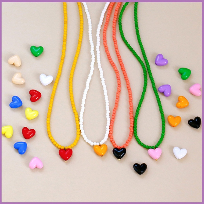 Set 15 Hạt Nhựa Acrylic Hình Trái Tim Làm Trang Sức