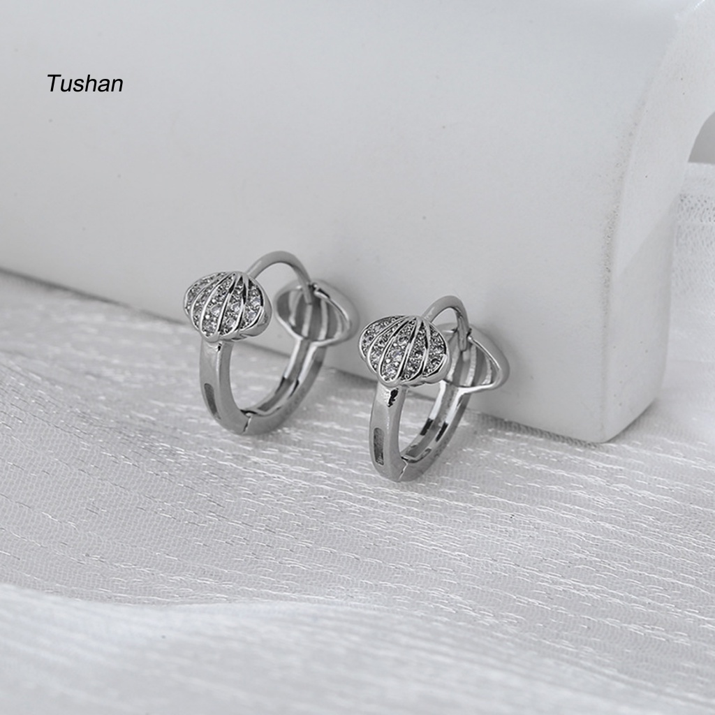 1 Bông Tai Tròn Đính Đá Thời Trang Thanh Lịch Dành Cho Nữ