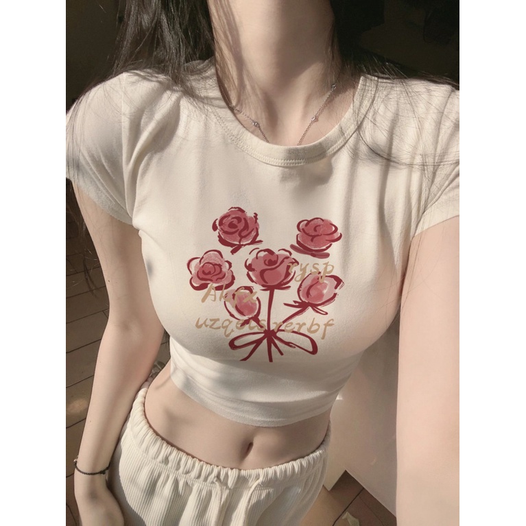 Áo baby tee Thun croptop nữ Ngắn Tay Dáng Rộng Phong Cách Thời Trang Đường Phố Mới 2023 Cho Nữ