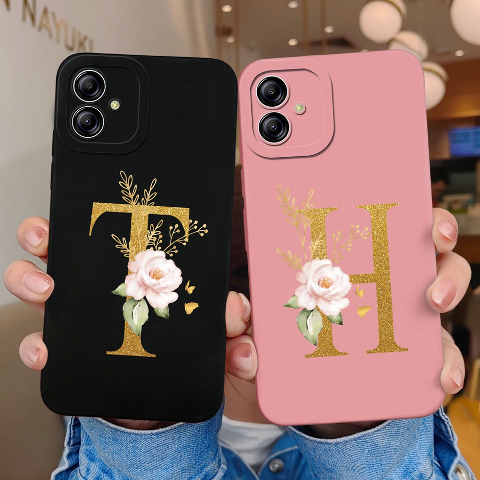 Ốp Điện Thoại Silicone Mềm Dạng Nhám Chống Sốc In Họa Tiết Hoa Và Chữ Cho Samsung Galaxy A04E SamsungA04E A 04E