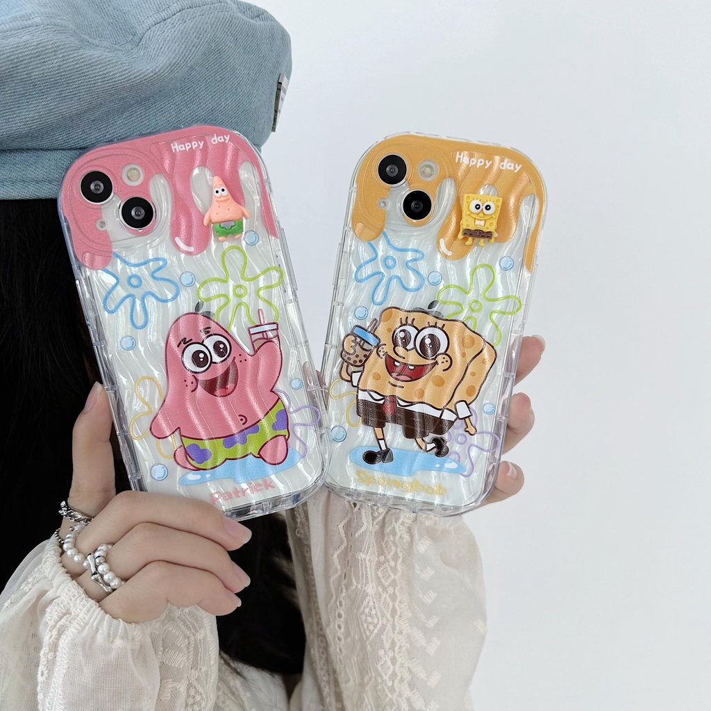 Ốp Điện Thoại Tpu Mềm Trong Suốt Chống Sốc In Hình Spongebob Cho iPhone 13 12 11 Pro Max 14 Plus
