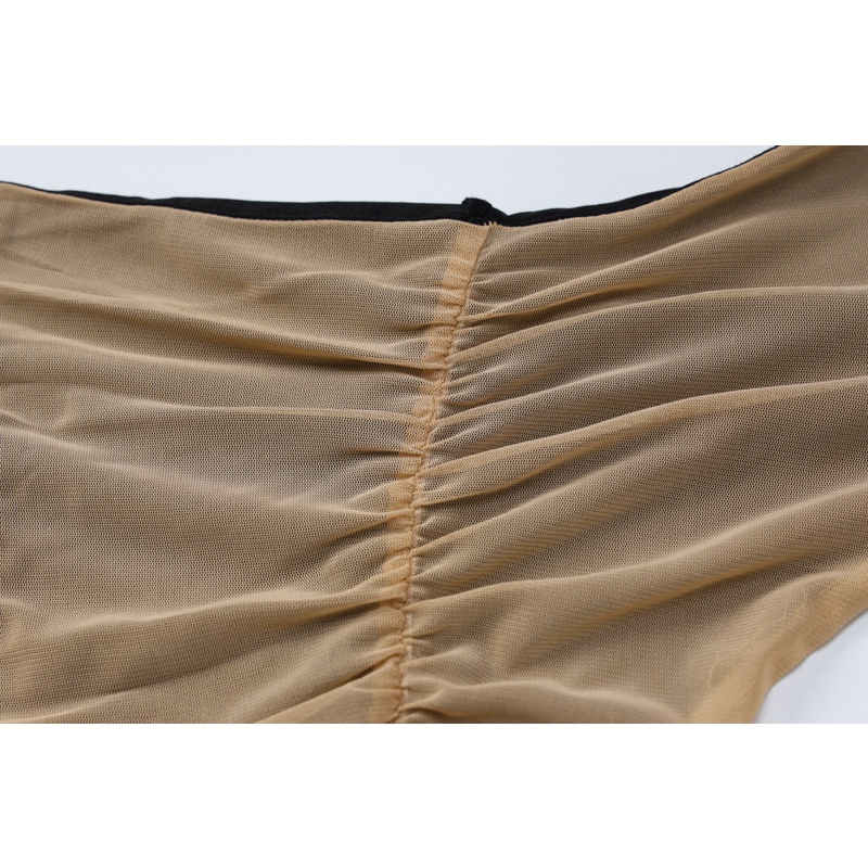 DUNEA Áo Lưới Cổ Yếm Ôm Dáng Gợi Cảm Cho Nữ