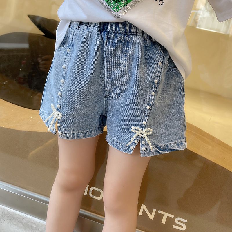 Quần Short Denim Đính Hạt Thời Trang Hàn Quốc 2023 Cho Bé Gái IN37