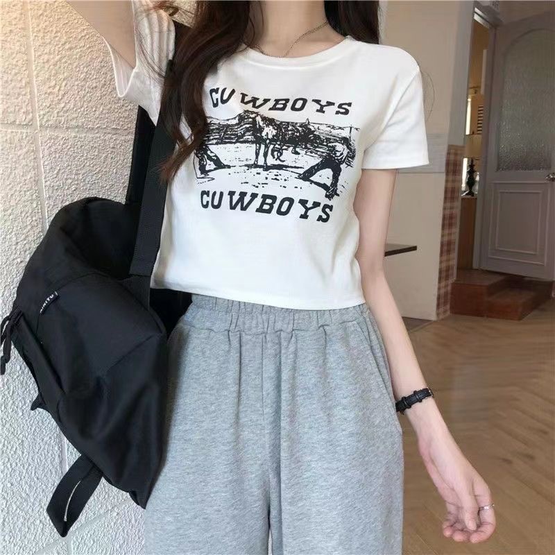 Áo baby tee Thun croptop Tay Ngắn Dáng Ôm Xinh Xắn