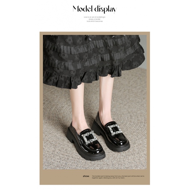 Giày Lười Khóa Vuông Đính Đá Thời Trang Hàn Quốc Cho Nữ