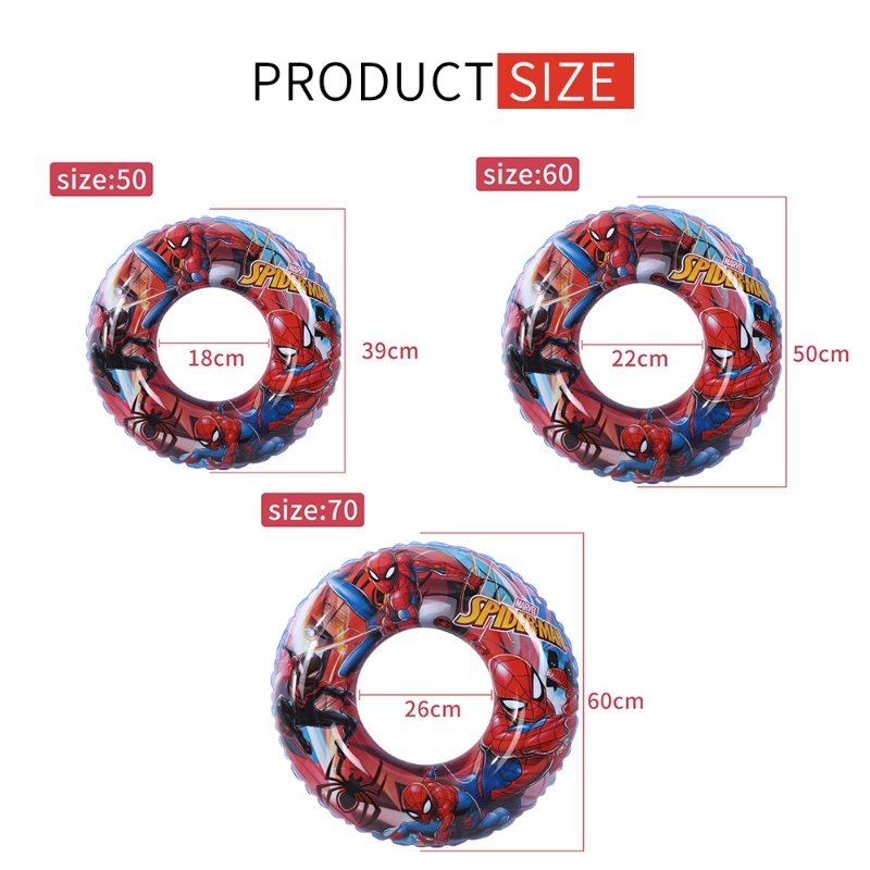 Phao Bơi Bơm Hơi Tròn Hình Spiderman / Hello Kitty / Spiderman Dễ Thương Cho Bé