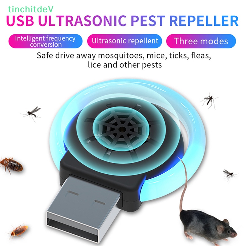 Thiết Bị Đuổi Côn Trùng / Chuột / Gián Bằng Sóng Siêu Âm Mini Cổng Cắm USB Mang Đi Tiện Dụng