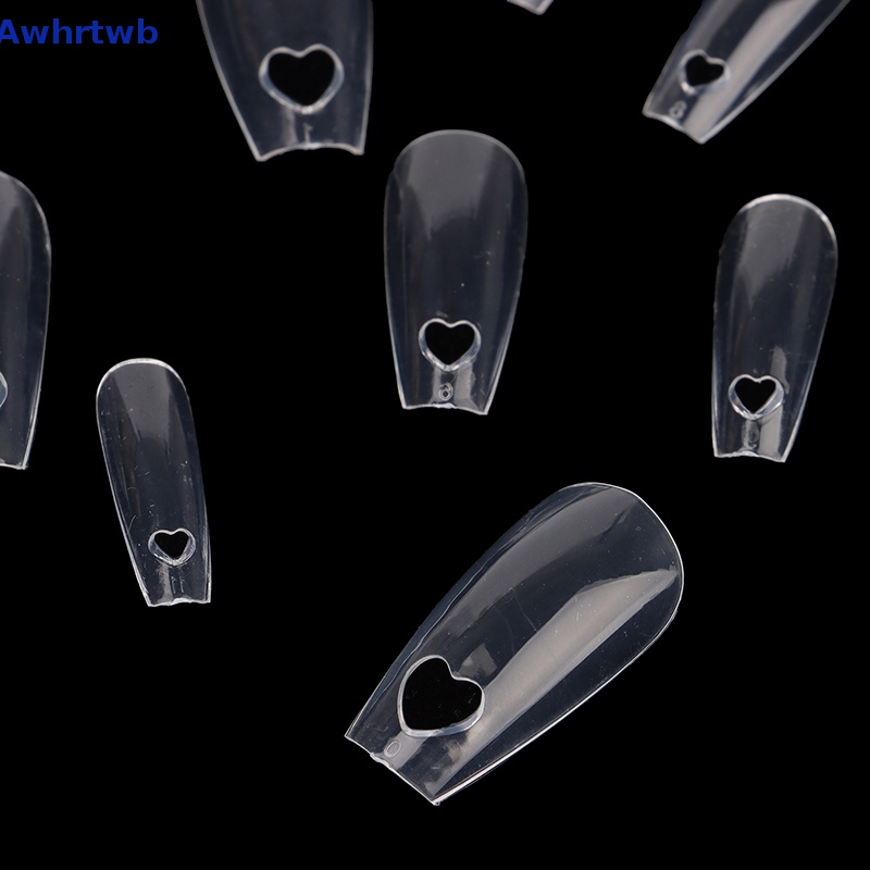 Bộ 120 Móng Tay Giả Họa Tiết Trái Tim Rỗng Chất Liệu Acrylic Mới
