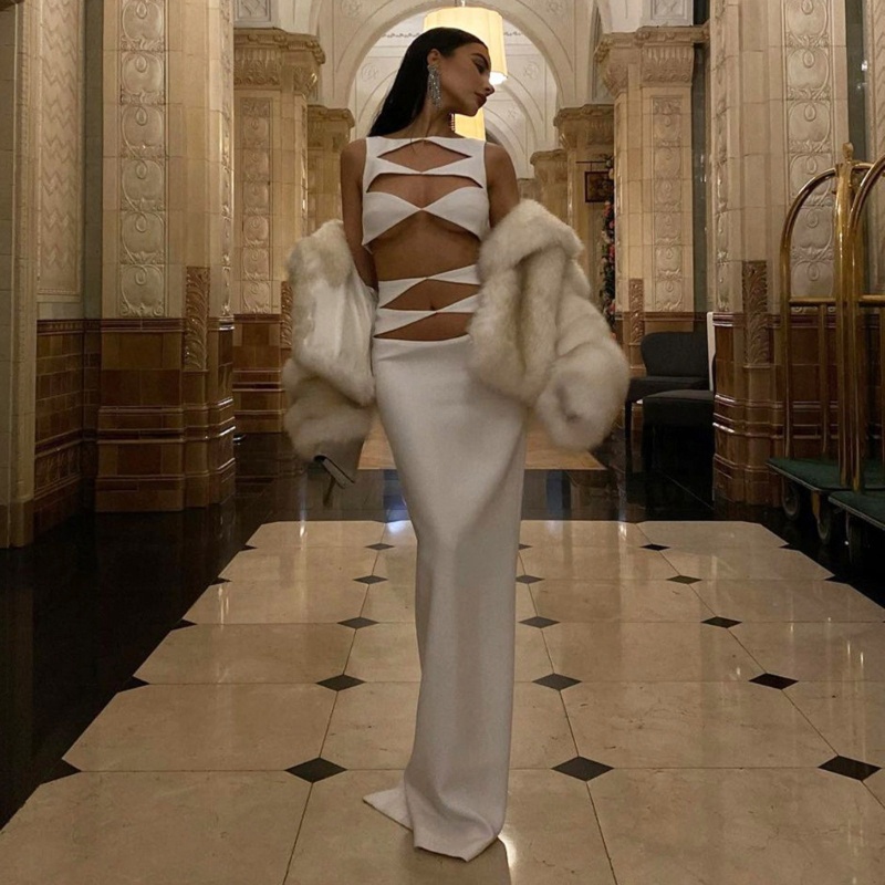 Xiangbao Đầm Khoét Lỗ Màu Trơn Thời Trang Mùa Hè Cho Nữ