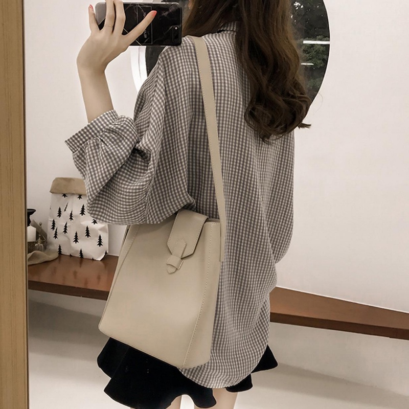 Liên Kết Với Nhau ❁ Áo Sơ Mi Tay Dài Dáng Rộng Kẻ Sọc Caro Thời Trang Cho Nữ