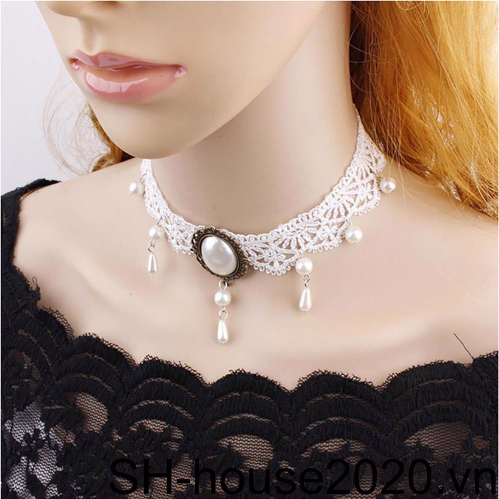 Vòng Cổ Choker Ren Màu Đen Nhiều Lớp Phong Cách Gothic Punk Cho Nữ
