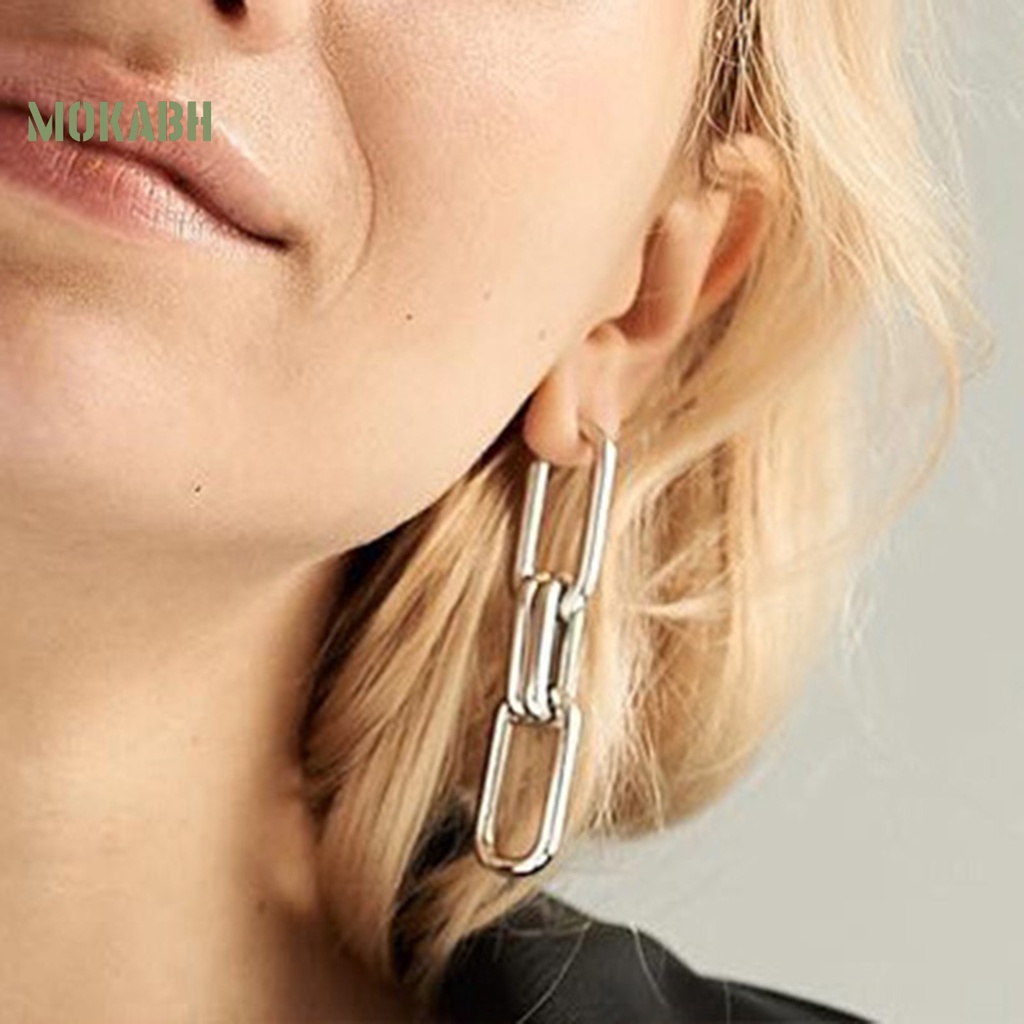 1 Đôi Bông Tai Hình Chữ Nhật Đính Đá Lấp Lánh Phong Cách Vintage