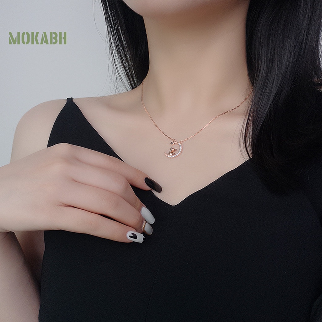 [Mới] Vòng cổ Mặt Hình Thỏ Ngôi Sao Mặt Trăng Đính Đá Không Gây Dị Ứng Thanh Lịch Thời Trang Cho Nữ
