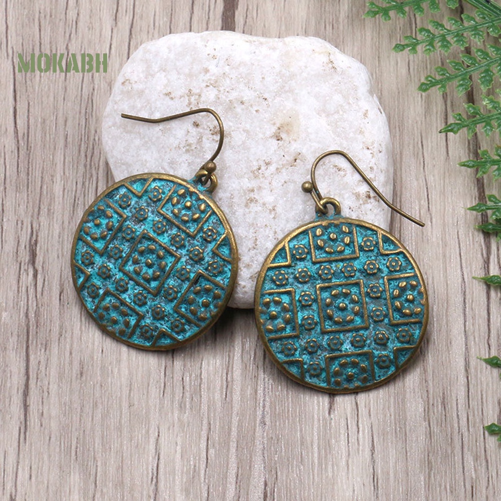 Bông Tai Tròn Chạm Khắc Phong Cách Boho Cổ Điển Cho Nữ