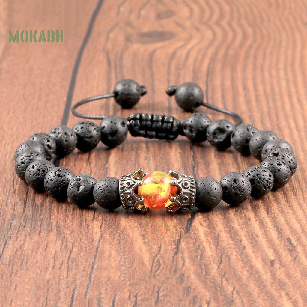 Vòng Tay Bện Dây Mặt Đá Hình Vương Miện Thời Trang Cho Nam