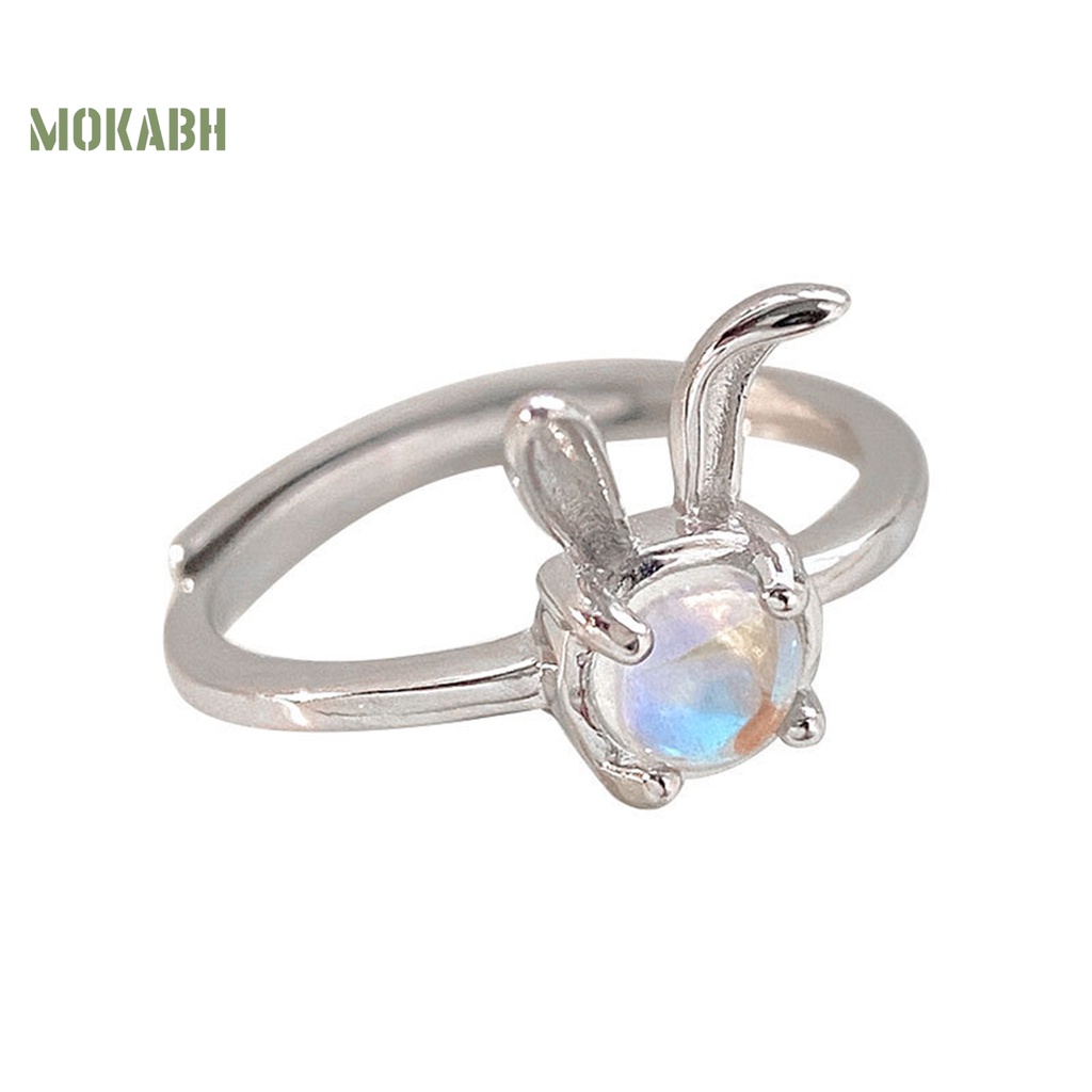 [Mới] Nhẫn Đeo Ngón Tay Đính Đá Mặt Trăng Pha Lê Giả Sáng Bóng Thời Trang Tối Giản Tinh Tế Trang Trí Hình Học / Thỏ