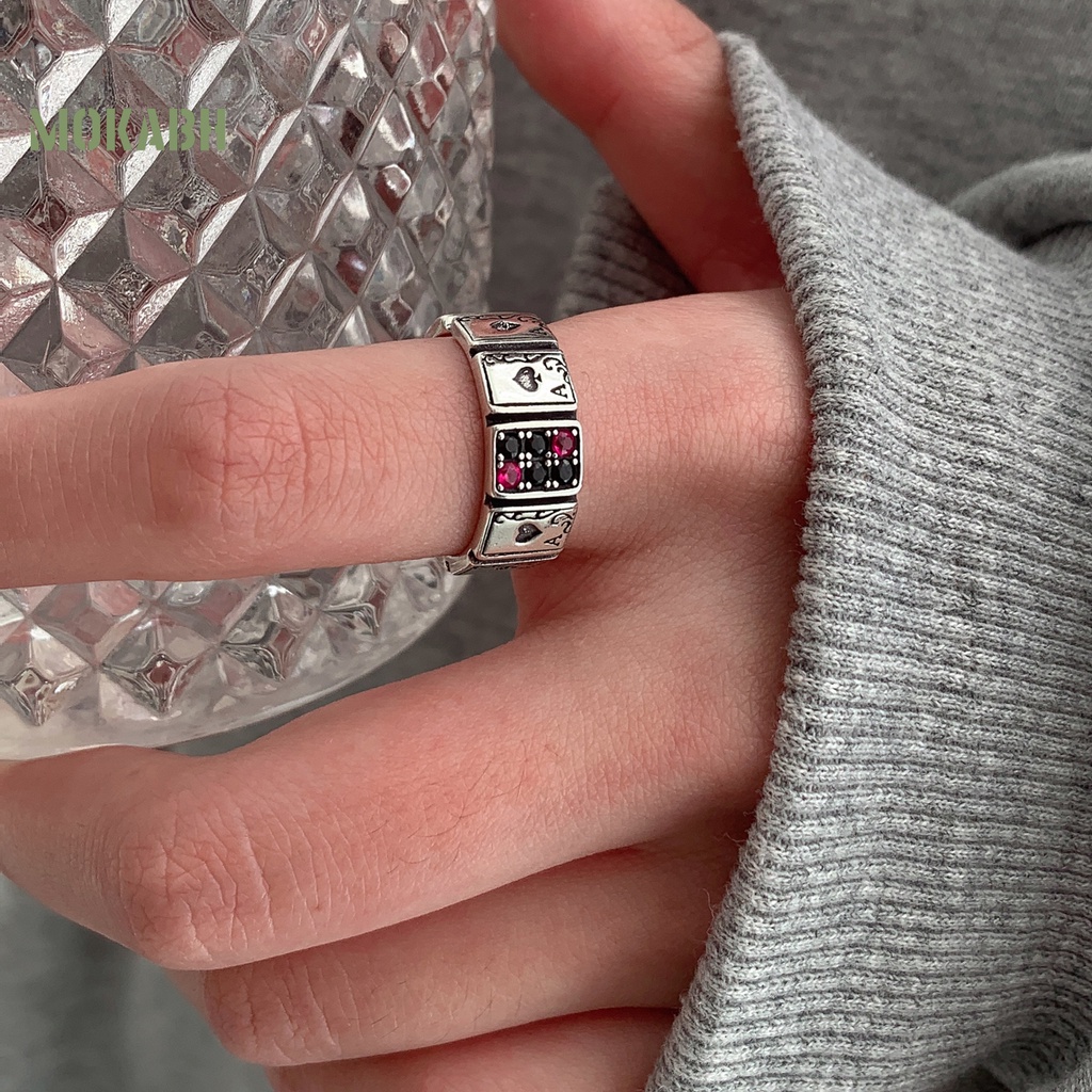 [Mới] Nhẫn Hở Đính Đá Zircon Kiểu Vintage Có Thể Điều Chỉnh Kích Thước