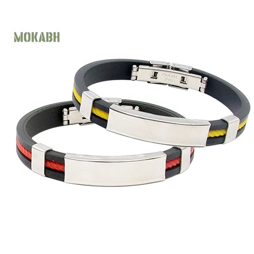 Vòng Tay Cao Su Phối Thép Không Gỉ Cá Tính Cho Nam Và Nữ