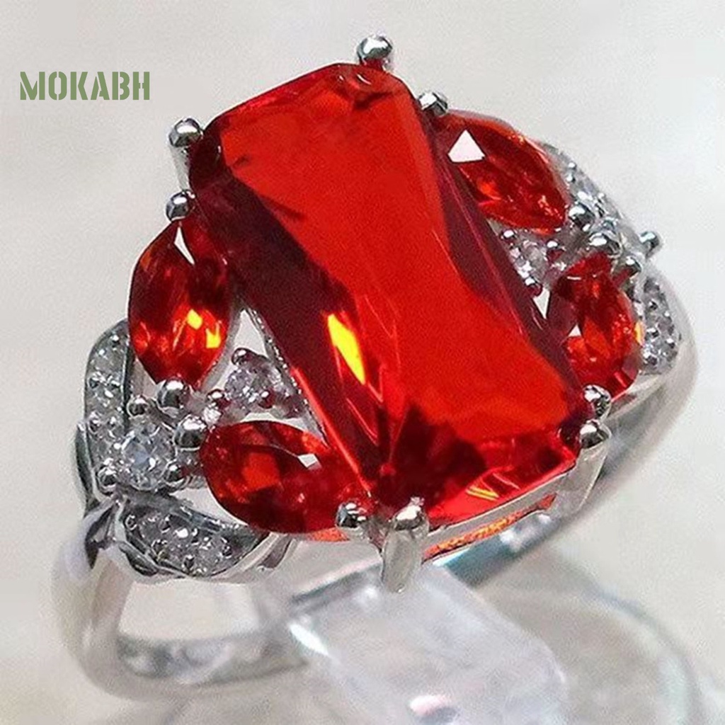Nhẫn Hợp Kim Bản Rộng Đính Đá Quý Nhân Tạo Thanh Lịch Cho Nữ