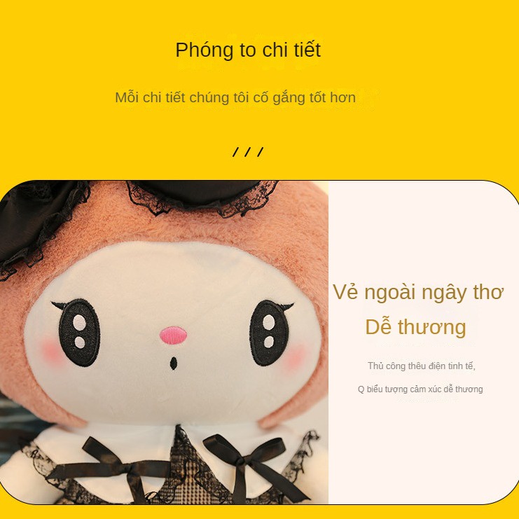 Búp Bê Nhồi Bông Hình Sanrio Kurome Melody Màu Tối Phong Cách Gothic