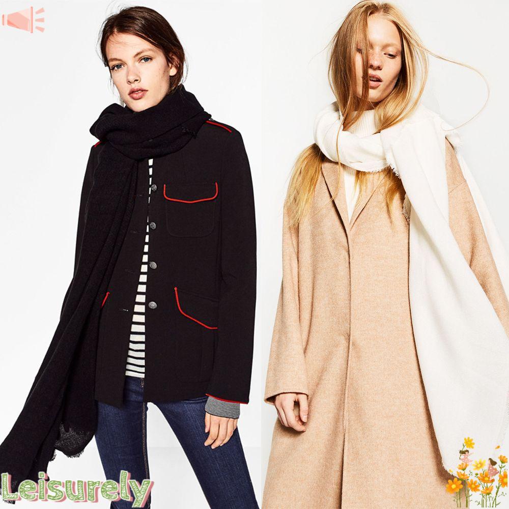 Khăn Choàng Cổ Dài Màu Trơn Bằng Cashmere Giả Thời Trang Mùa Đông